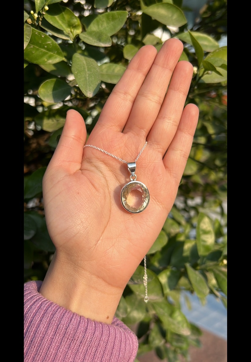 Citrine Faceted Silver Pendant — image 2