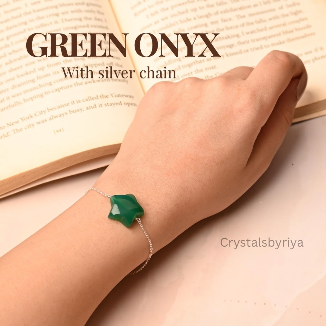 Green Onyx Silver Bracelet - alternate view