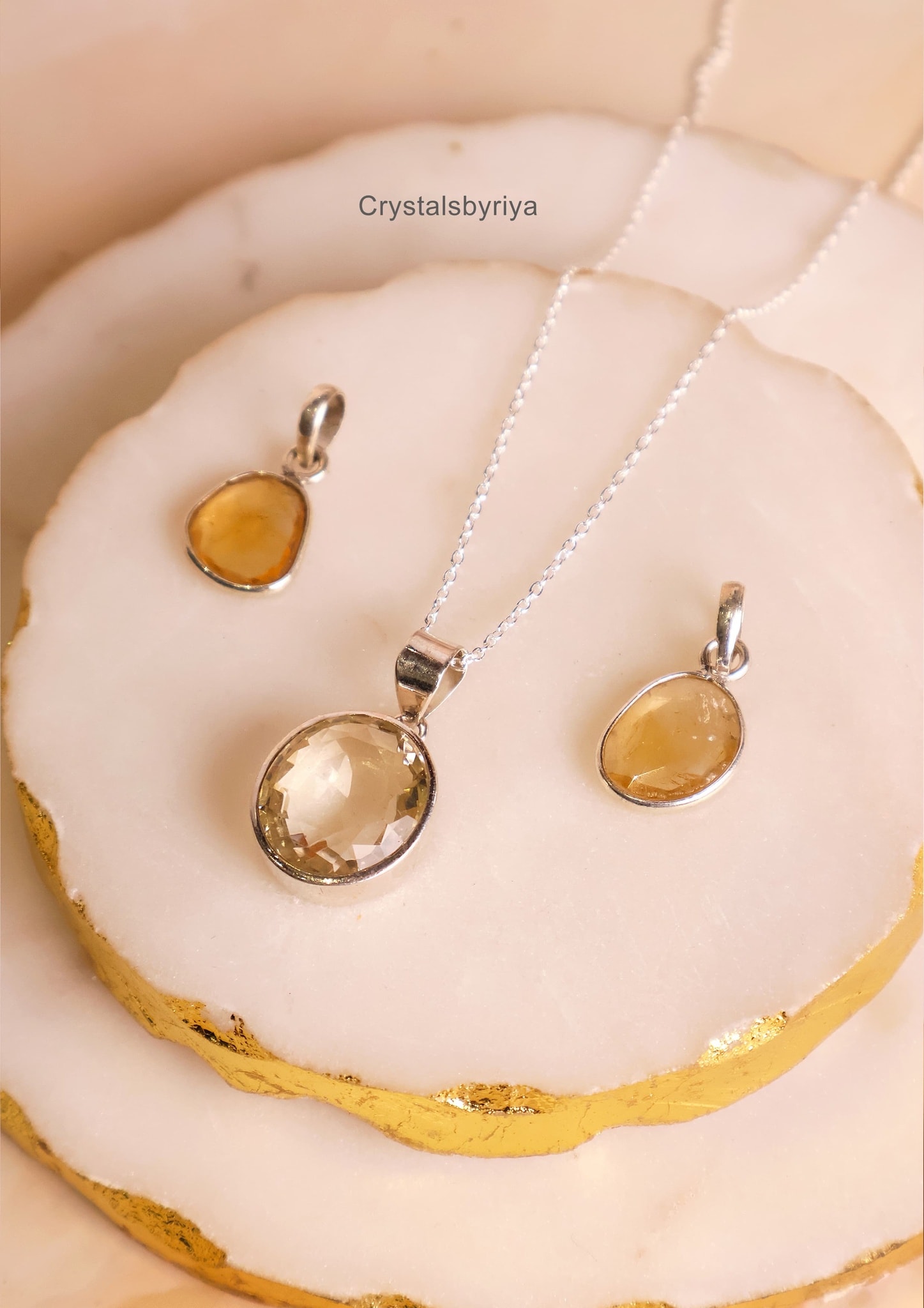 Citrine Faceted Silver Pendant — image 1