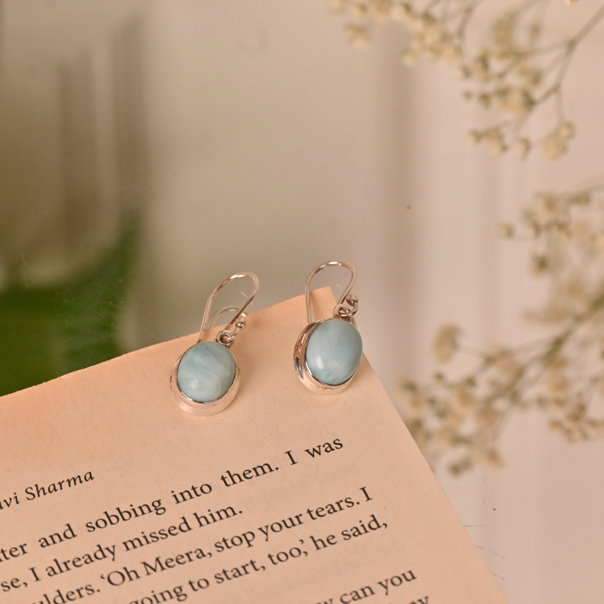 Larimar Silver Earrings