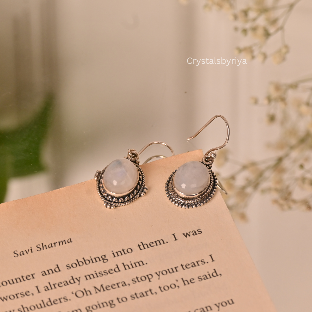 Rainbow Moonstone silver Earrings