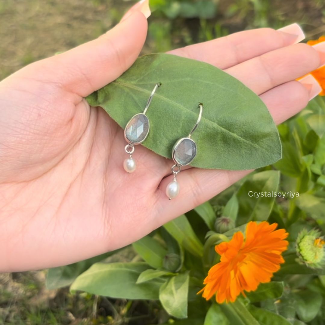 Labradorite silver earrings