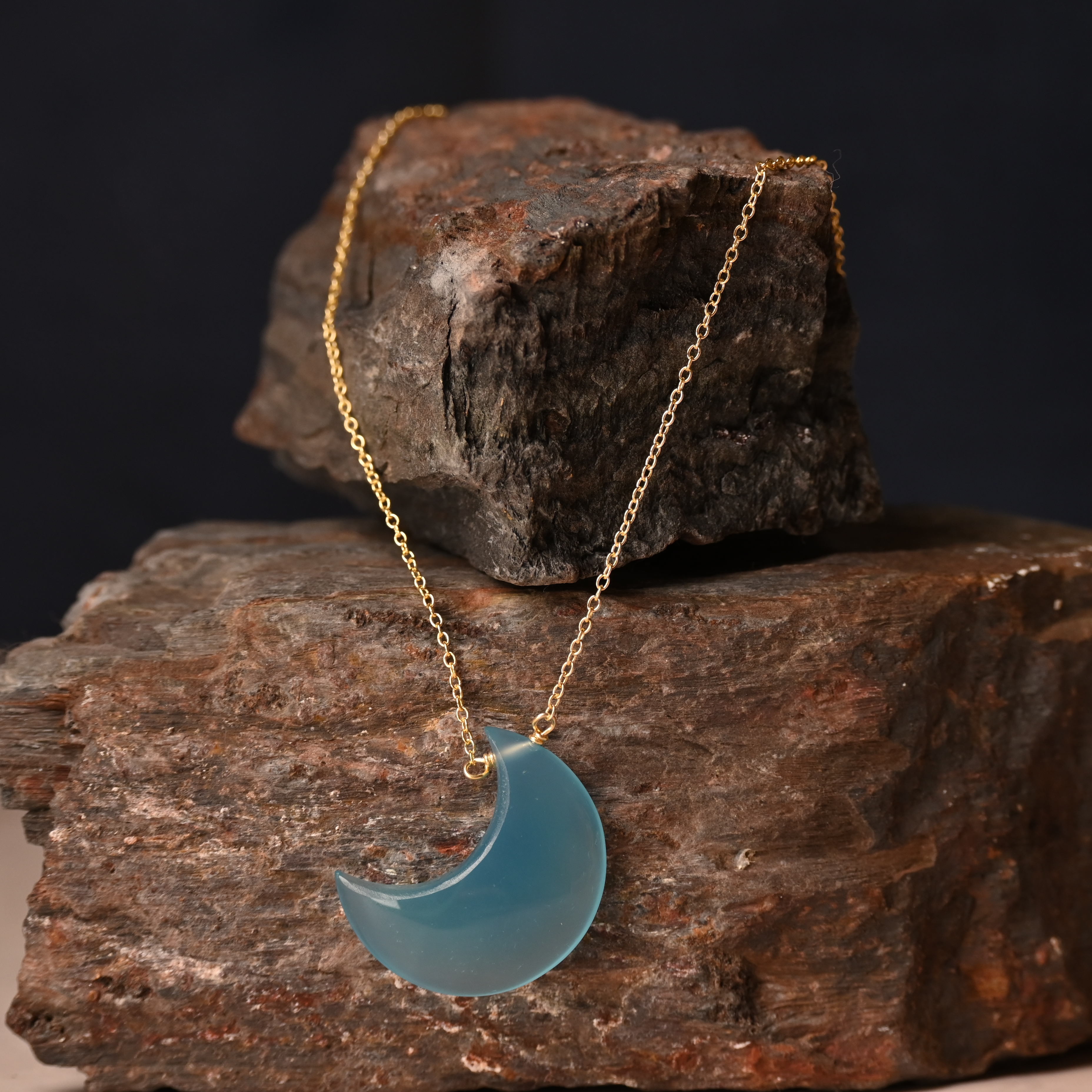 Blue Chalcedony Silver Necklace