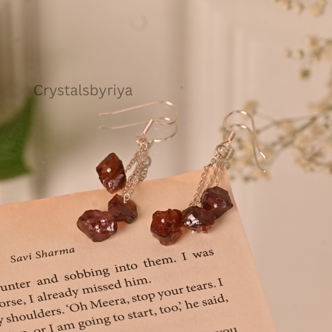 Red Garnet Silver Earrings