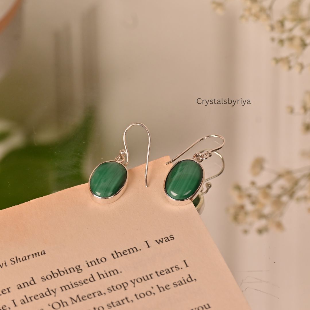 Malachite silver earrings