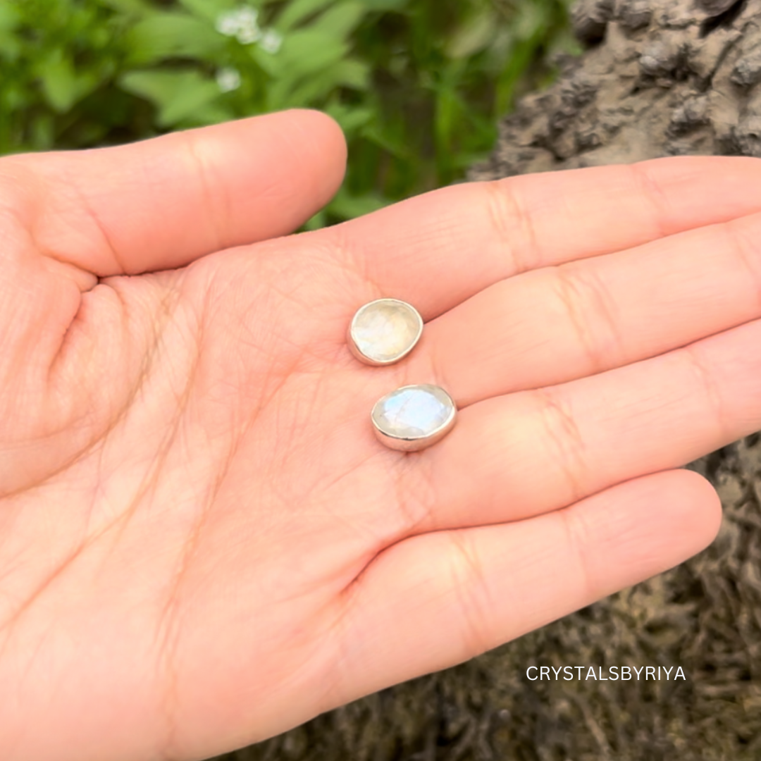 Rainbow Moonstone silver Earrings