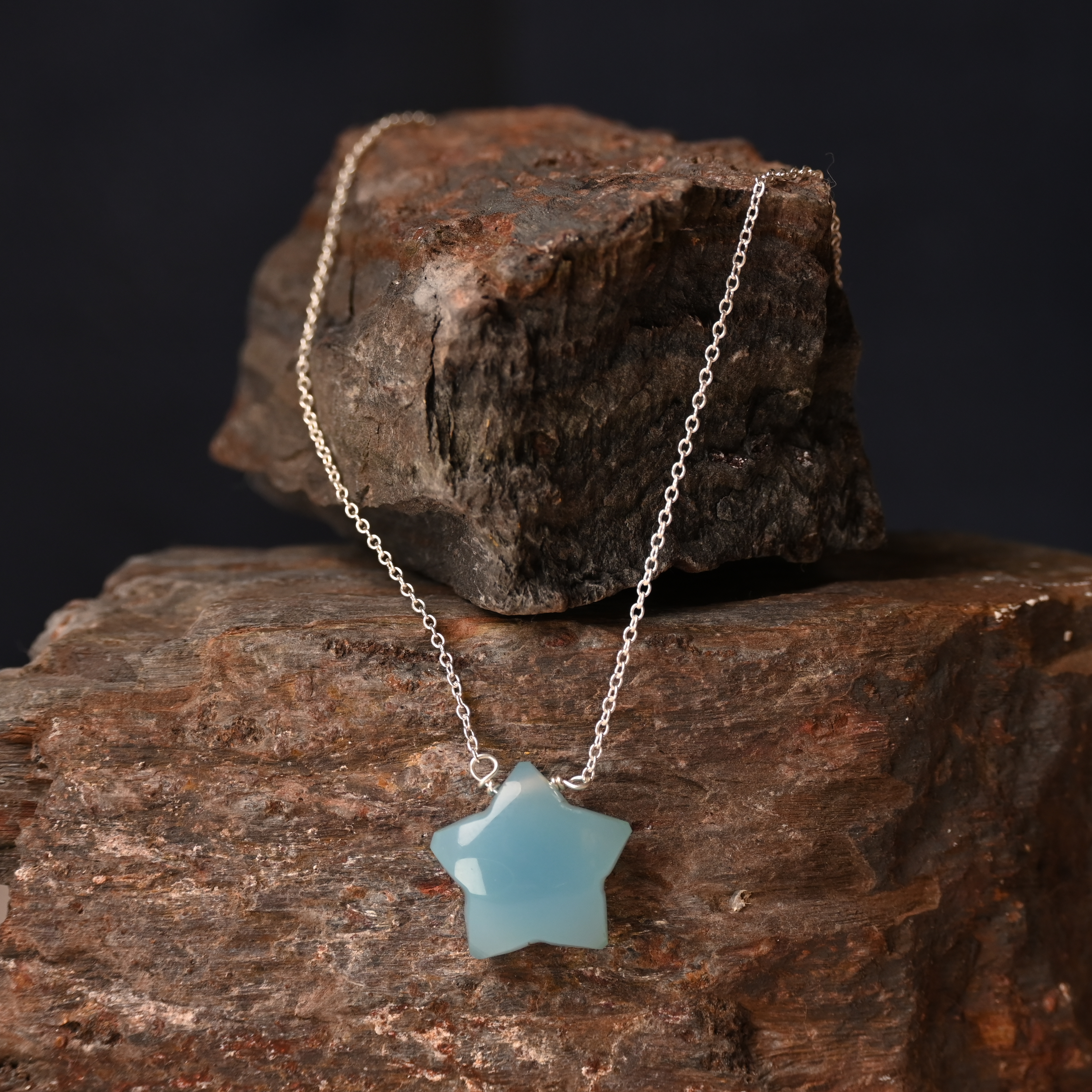 Blue Chalcedony Silver Necklace