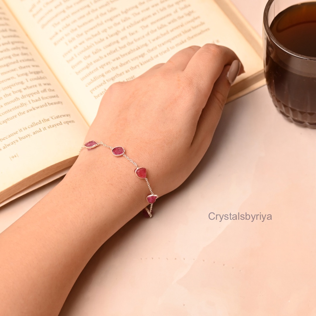 Ruby Stone Silver bracelet