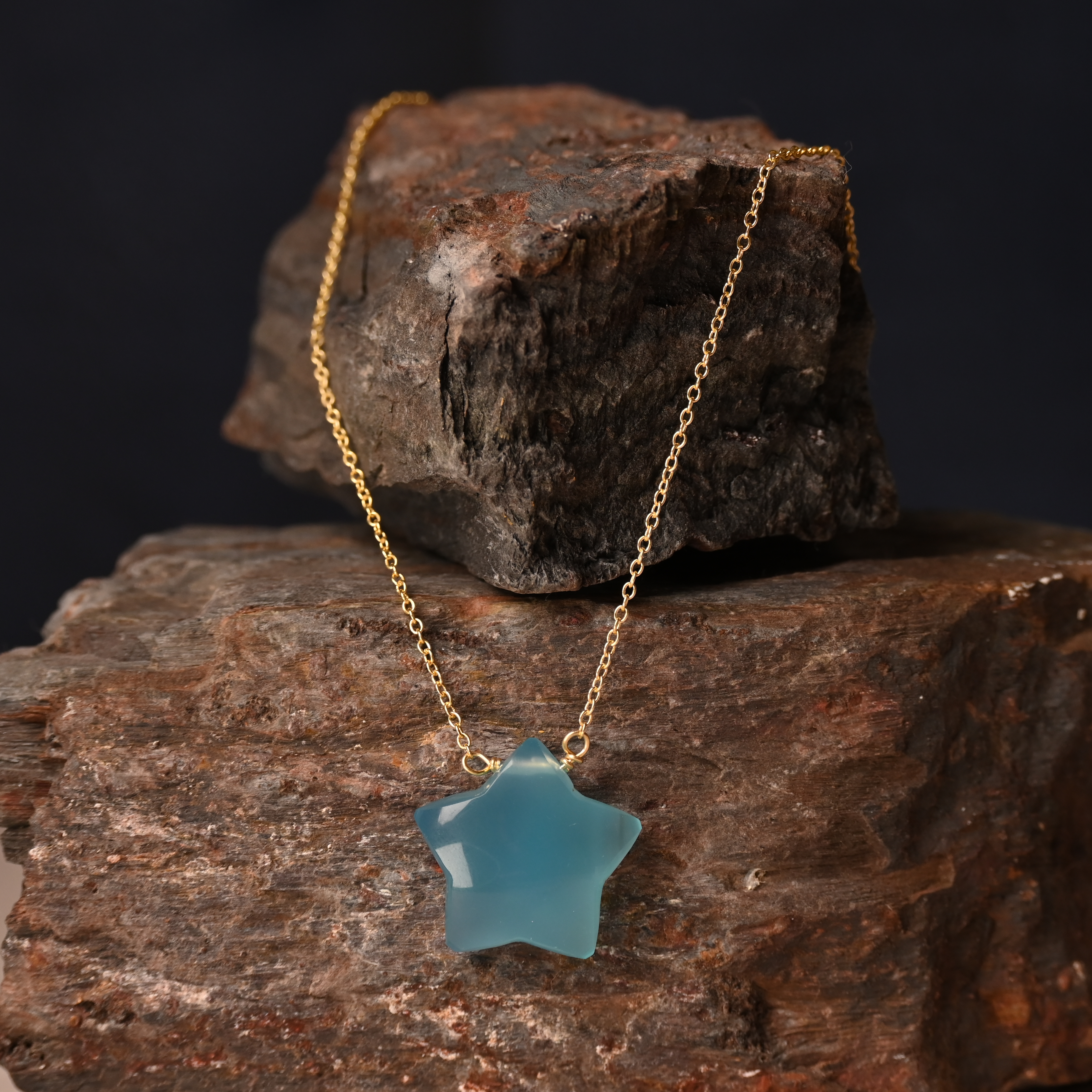 Blue Chalcedony Silver Necklace