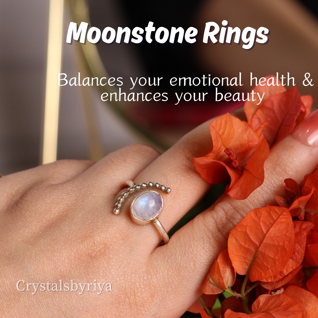 Rainbow Moonstone silver ring