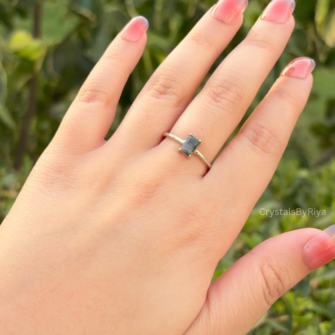 Tree Moss Agate silver ring