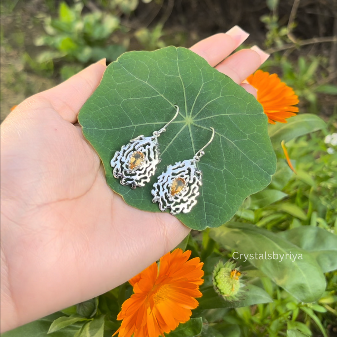 Citrine silver earrings