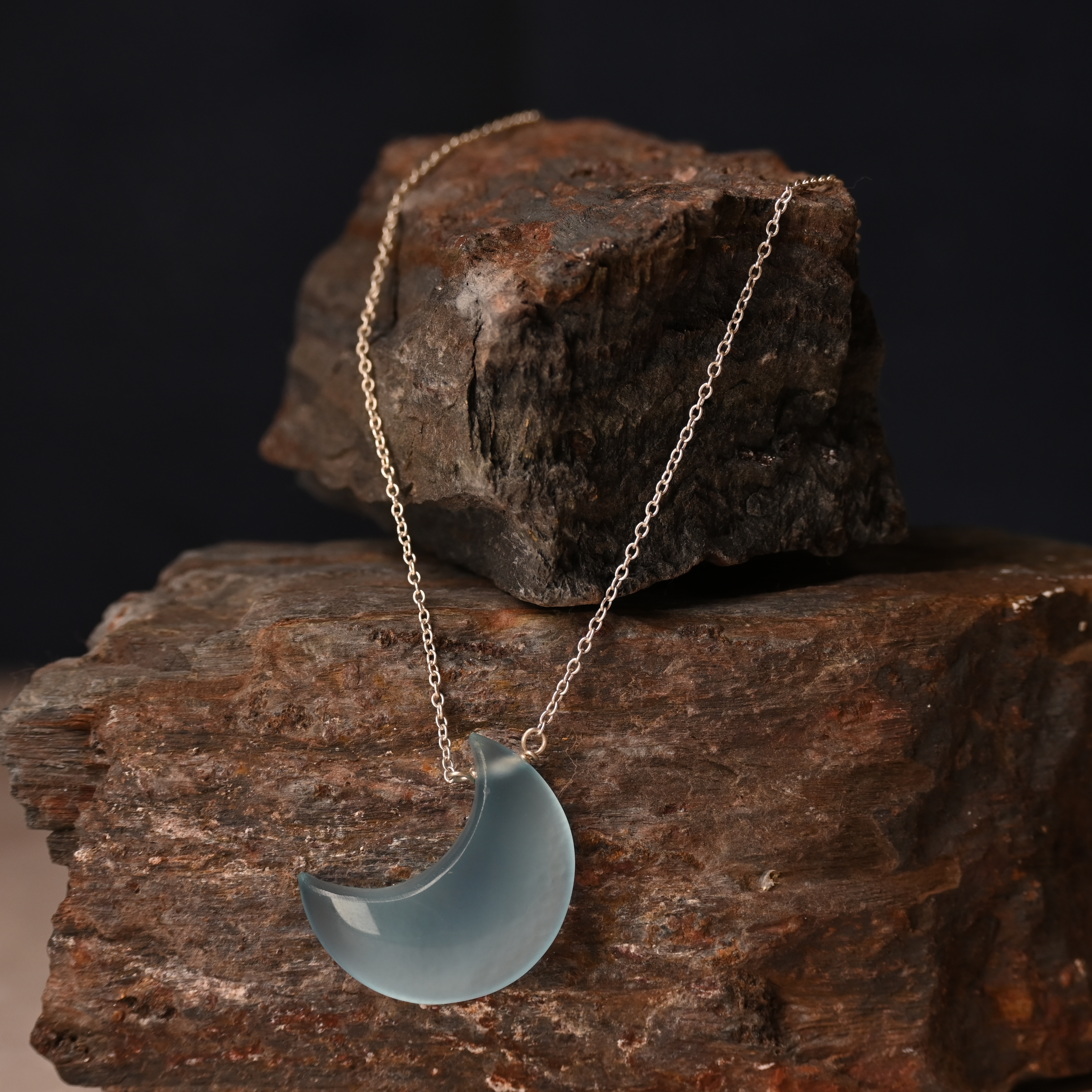 Blue Chalcedony Silver Necklace